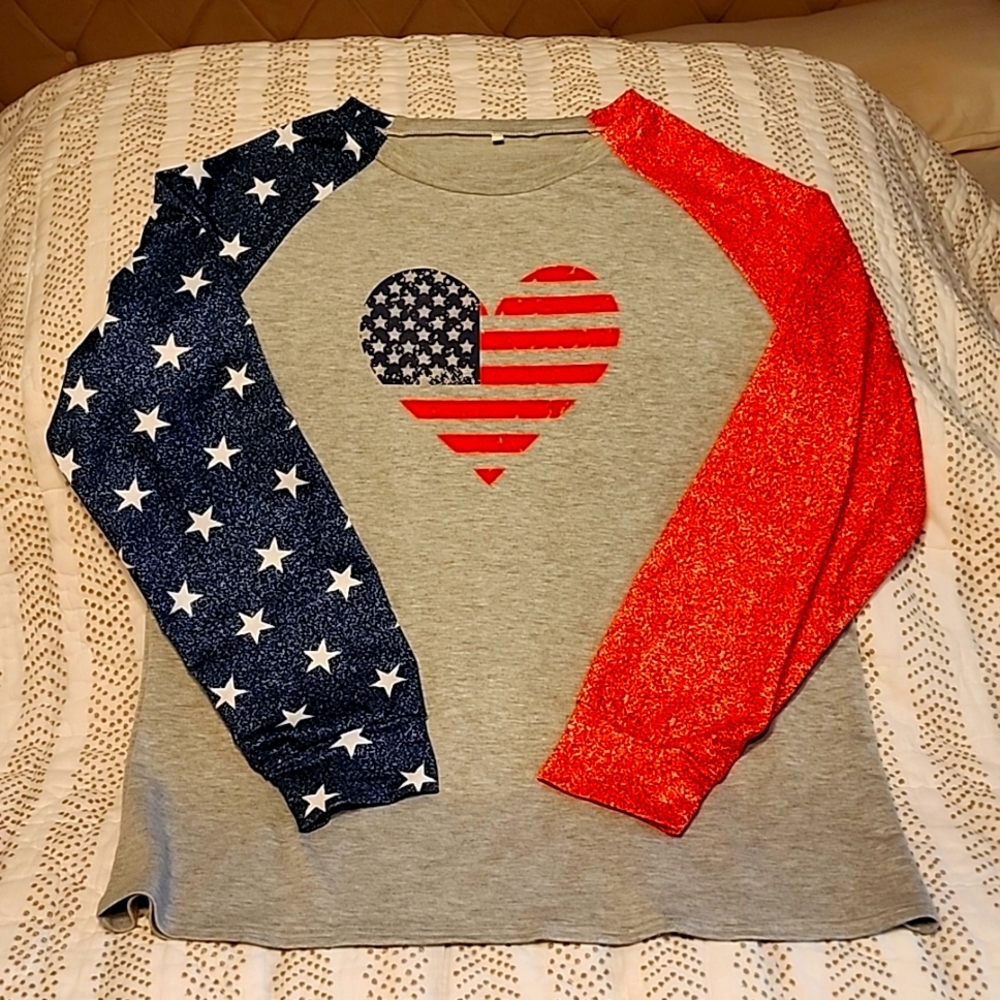 Ladies patriotic long sleeved t shirt
